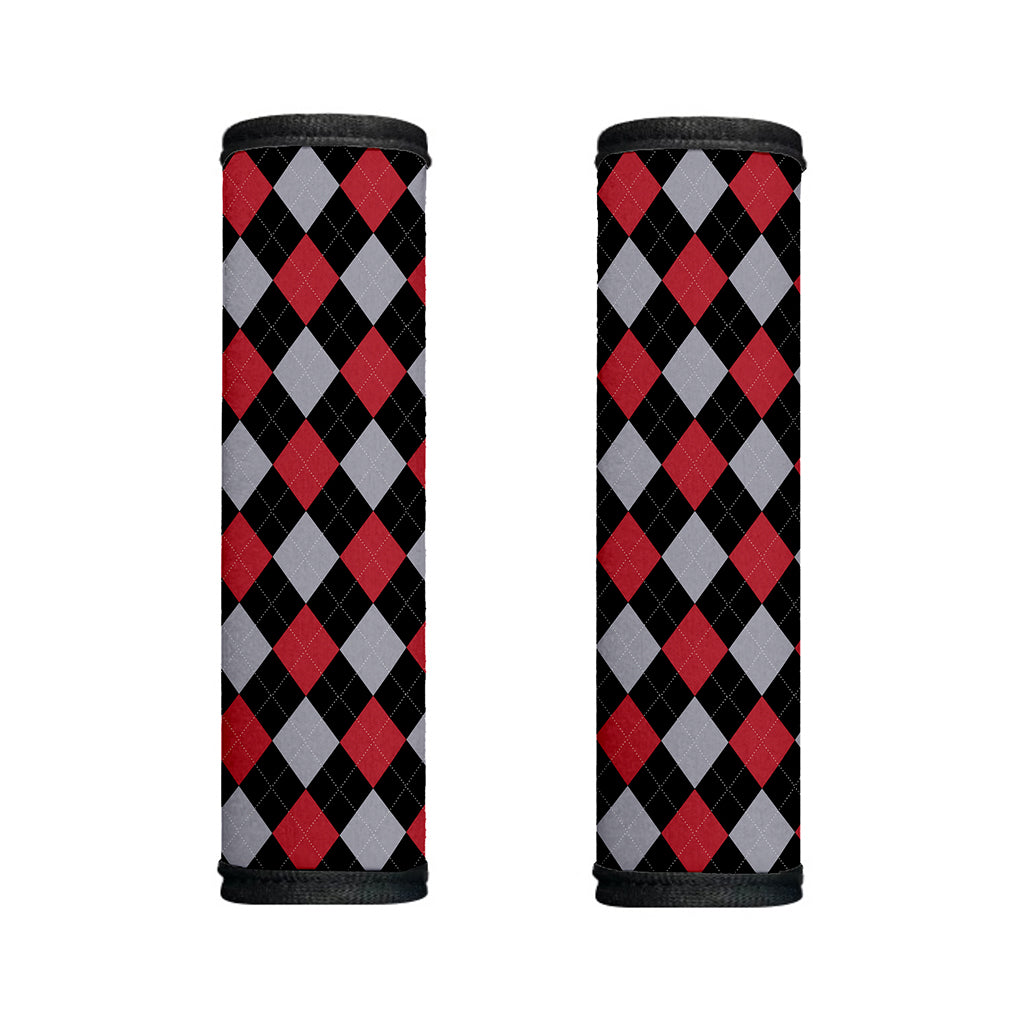 Black Red And Grey Argyle Pattern Print Handle Covers