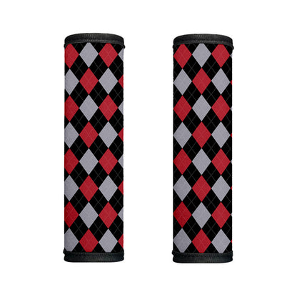 Black Red And Grey Argyle Pattern Print Handle Covers