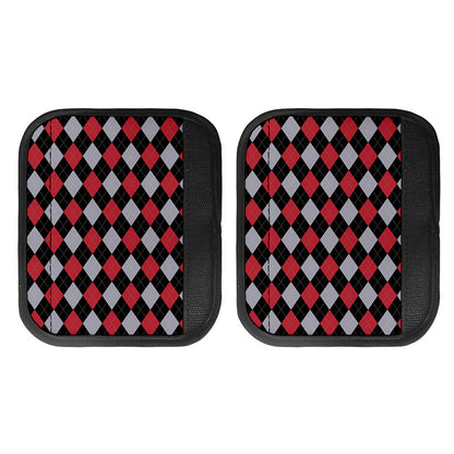 Black Red And Grey Argyle Pattern Print Handle Covers