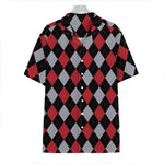 Black Red And Grey Argyle Pattern Print Hawaiian Shirt