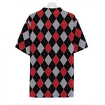 Black Red And Grey Argyle Pattern Print Hawaiian Shirt