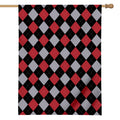 Black Red And Grey Argyle Pattern Print House Flag
