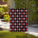 Black Red And Grey Argyle Pattern Print House Flag