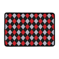 Black Red And Grey Argyle Pattern Print Kitchen Mat