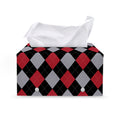 Black Red And Grey Argyle Pattern Print Leather Tissue Box Cover