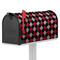 Black Red And Grey Argyle Pattern Print Mailbox Cover