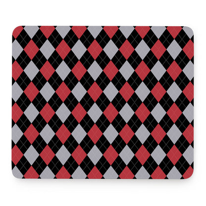 Black Red And Grey Argyle Pattern Print Mouse Pad