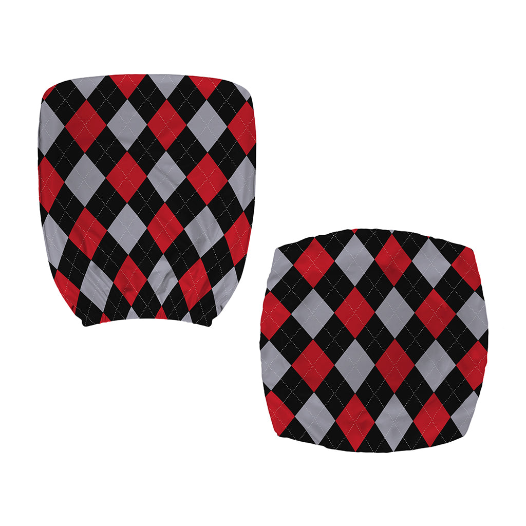 Black Red And Grey Argyle Pattern Print Office Chair Cover