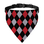 Black Red And Grey Argyle Pattern Print Over The Collar Dog Bandana