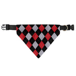Black Red And Grey Argyle Pattern Print Over The Collar Dog Bandana