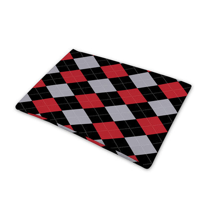 Black Red And Grey Argyle Pattern Print Pet Cooling Mat Cover