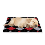 Black Red And Grey Argyle Pattern Print Pet Cooling Mat Cover