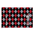 Black Red And Grey Argyle Pattern Print Placemat