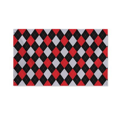 Black Red And Grey Argyle Pattern Print Polyester Flag