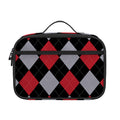 Black Red And Grey Argyle Pattern Print Portable Lunch Bag