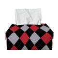 Black Red And Grey Argyle Pattern Print Rectangle Tissue Box Cover