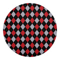 Black Red And Grey Argyle Pattern Print Round Blanket