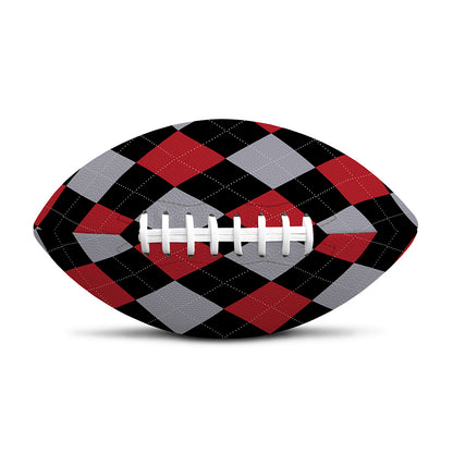 Black Red And Grey Argyle Pattern Print Rugby Ball