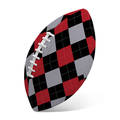 Black Red And Grey Argyle Pattern Print Rugby Ball