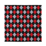 Black Red And Grey Argyle Pattern Print Silk Bandana