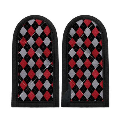 Black Red And Grey Argyle Pattern Print Skillet Handle Cover