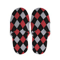 Black Red And Grey Argyle Pattern Print Slippers