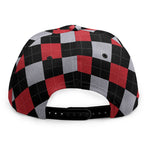 Black Red And Grey Argyle Pattern Print Snapback Cap