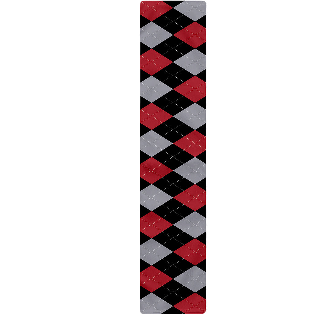 Black Red And Grey Argyle Pattern Print Table Runner