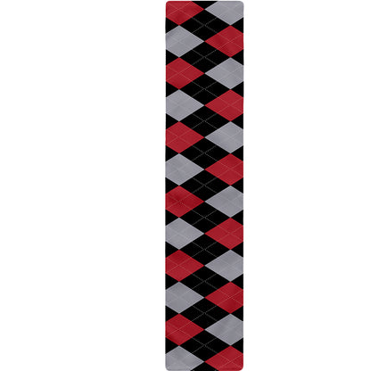 Black Red And Grey Argyle Pattern Print Table Runner