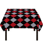 Black Red And Grey Argyle Pattern Print Tablecloth