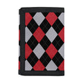 Black Red And Grey Argyle Pattern Print Trifold Wallet