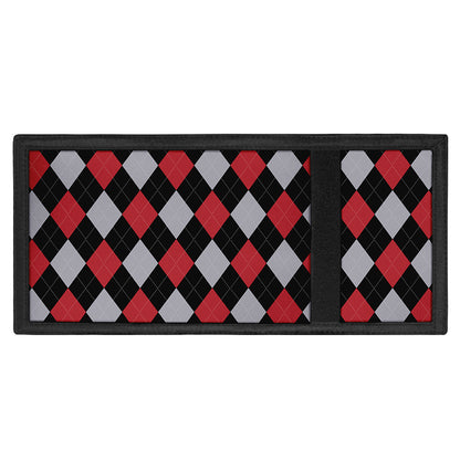 Black Red And Grey Argyle Pattern Print Trifold Wallet