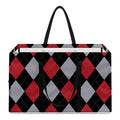 Black Red And Grey Argyle Pattern Print Utility Tote Bag