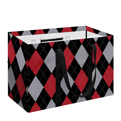 Black Red And Grey Argyle Pattern Print Utility Tote Bag