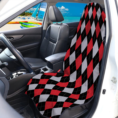 Black Red And Grey Argyle Pattern Print Waterproof Car Seat Cover