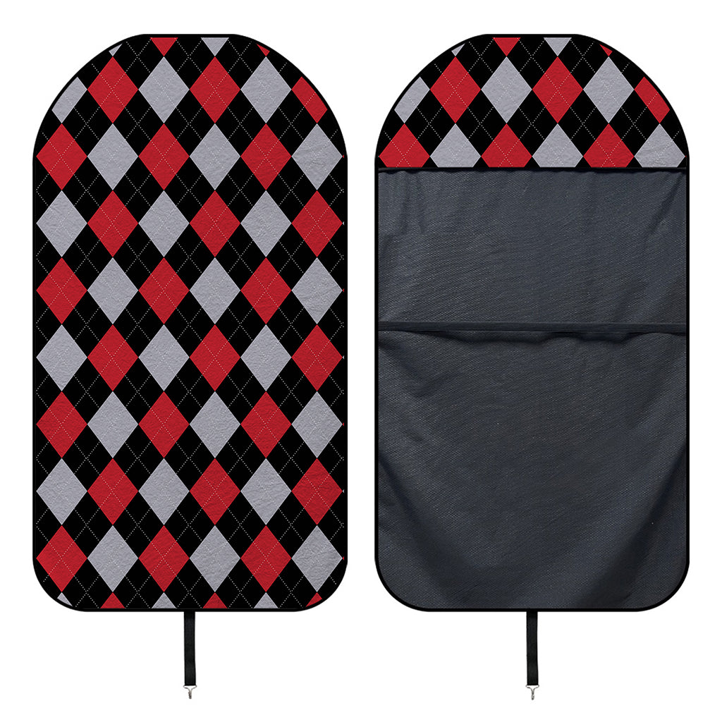 Black Red And Grey Argyle Pattern Print Waterproof Car Seat Cover