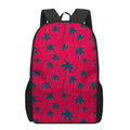 Black Red Palm Tree Pattern Print 17 Inch Backpack