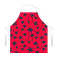 Black Red Palm Tree Pattern Print Adjustable Apron