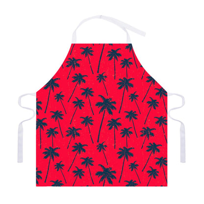 Black Red Palm Tree Pattern Print Adjustable Apron