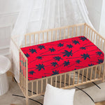 Black Red Palm Tree Pattern Print Baby Crib Sheet