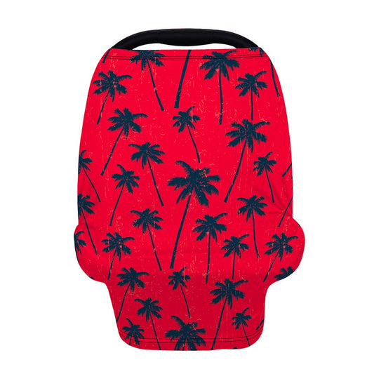 Black Red Palm Tree Pattern Print Baby Seat Cover