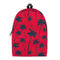 Black Red Palm Tree Pattern Print School Backpack