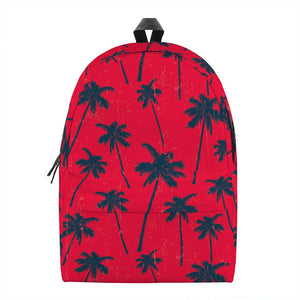 Black Red Palm Tree Pattern Print Backpack