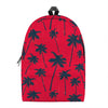Black Red Palm Tree Pattern Print Backpack