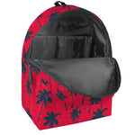 Black Red Palm Tree Pattern Print Backpack