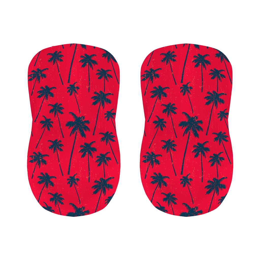 Black Red Palm Tree Pattern Print Bar Stool Covers