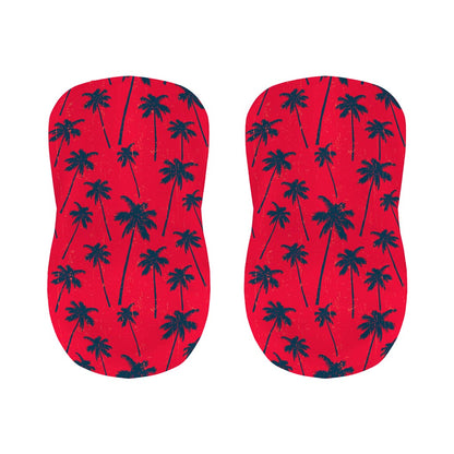 Black Red Palm Tree Pattern Print Bar Stool Covers