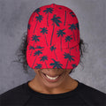 Black Red Palm Tree Pattern Print Baseball Cap