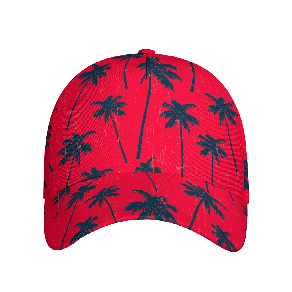 Black Red Palm Tree Pattern Print Baseball Cap