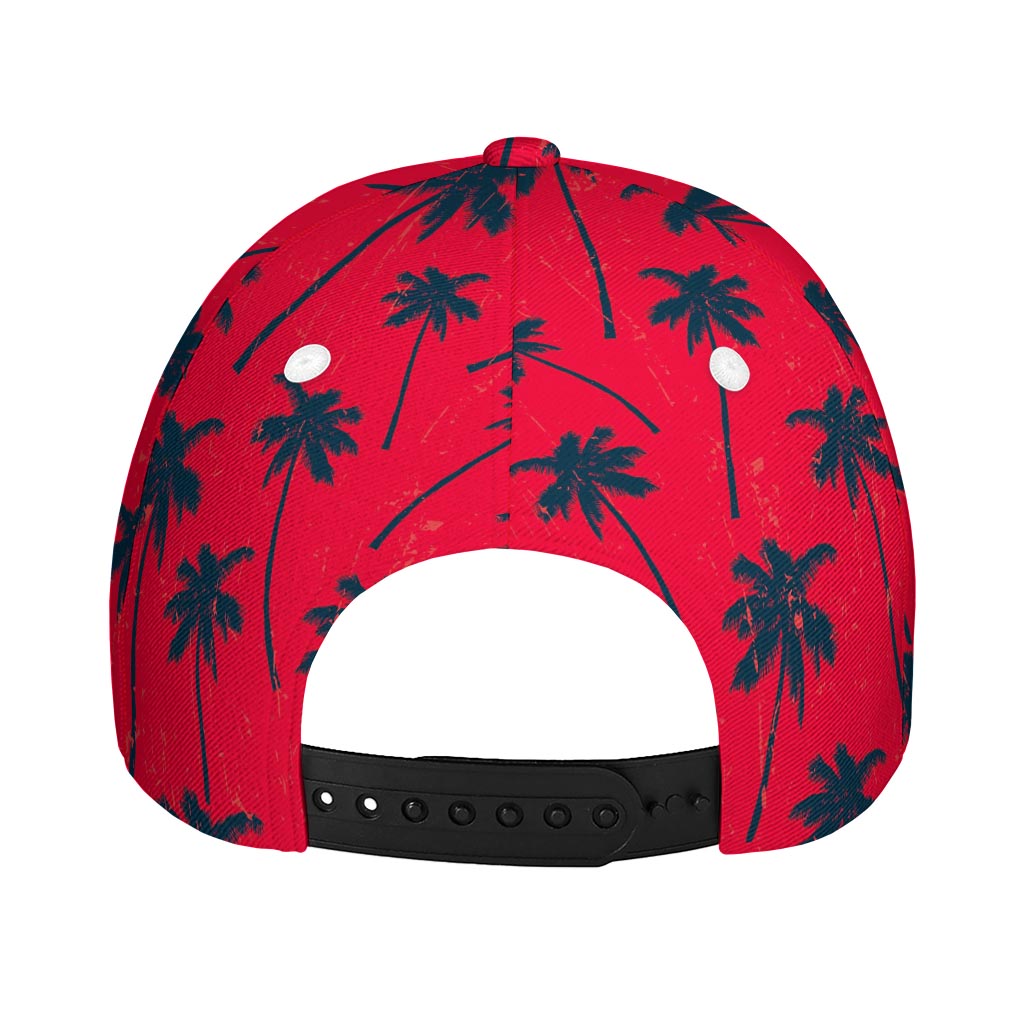 Black Red Palm Tree Pattern Print Baseball Cap